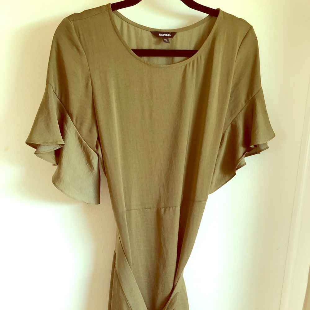 Olive green wrap dress